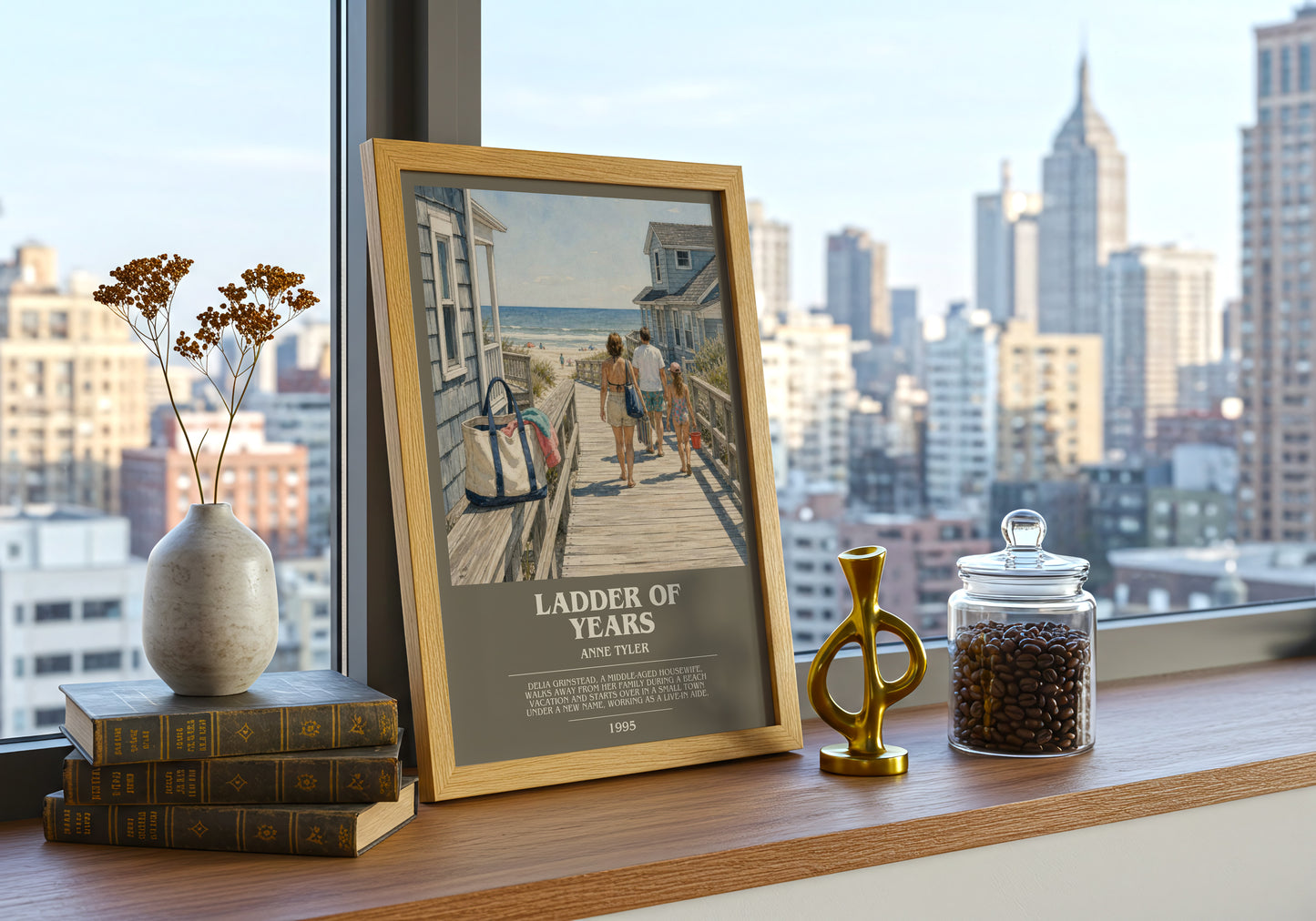 Ladder Of Years bookish print framed by window – literary home decor