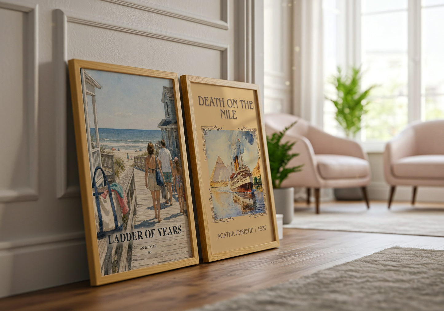 Ladder Of Years watercolour print framed by window – literary home decor