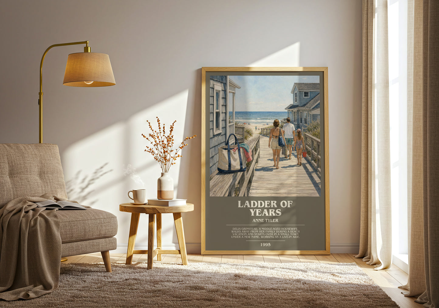 Ladder Of Years bookish print on bookshelf – Anne Tyler fan gift