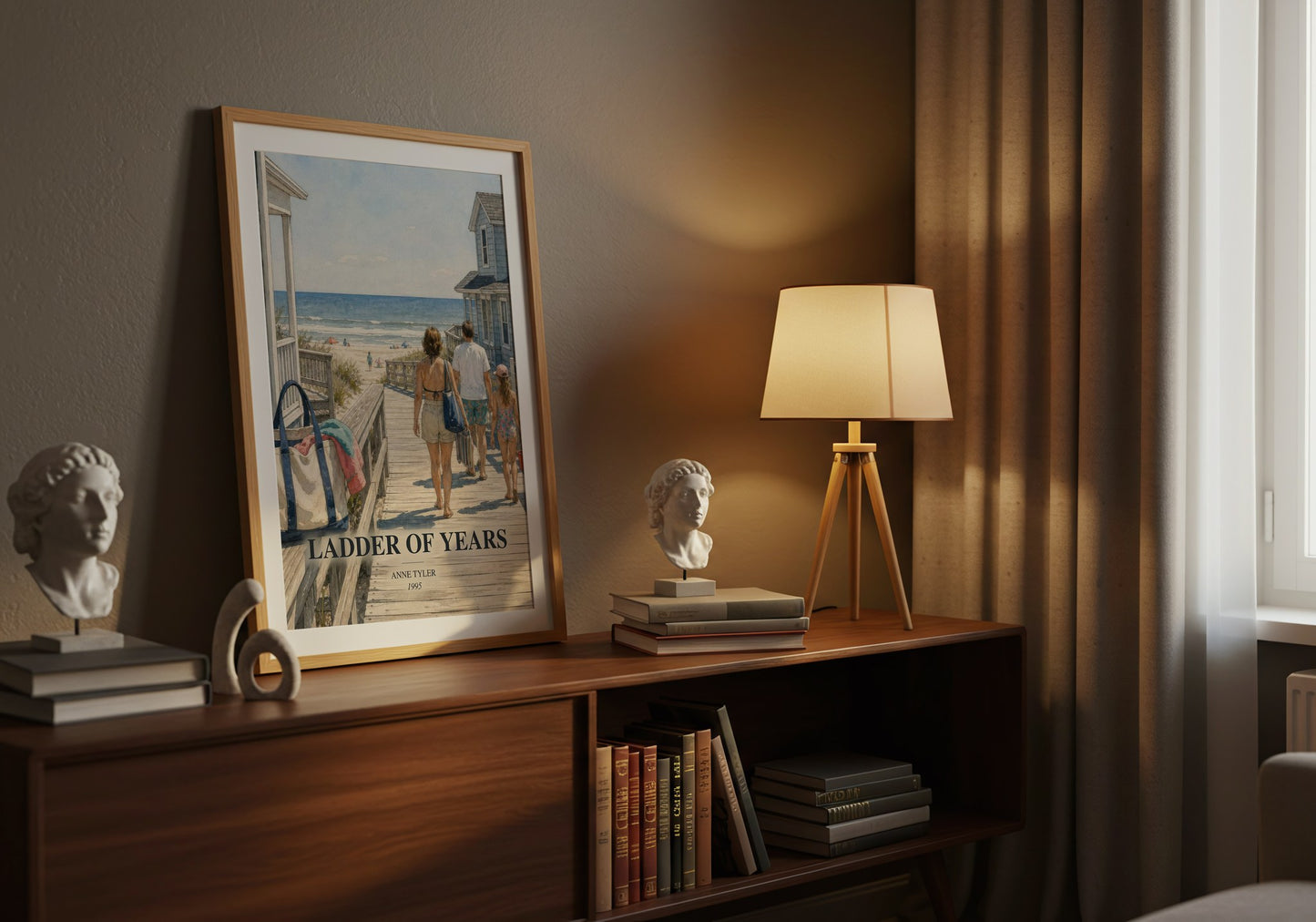 Ladder Of Years watercolour print on bookshelf – Anne Tyler fan gift