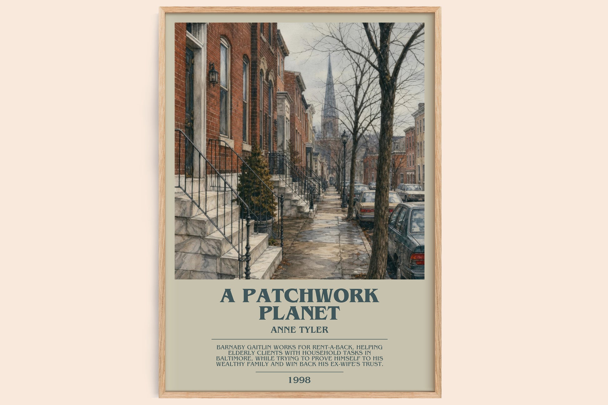 A Patchwork Planet bookish book poster by Anne Tyler – framed literary art print