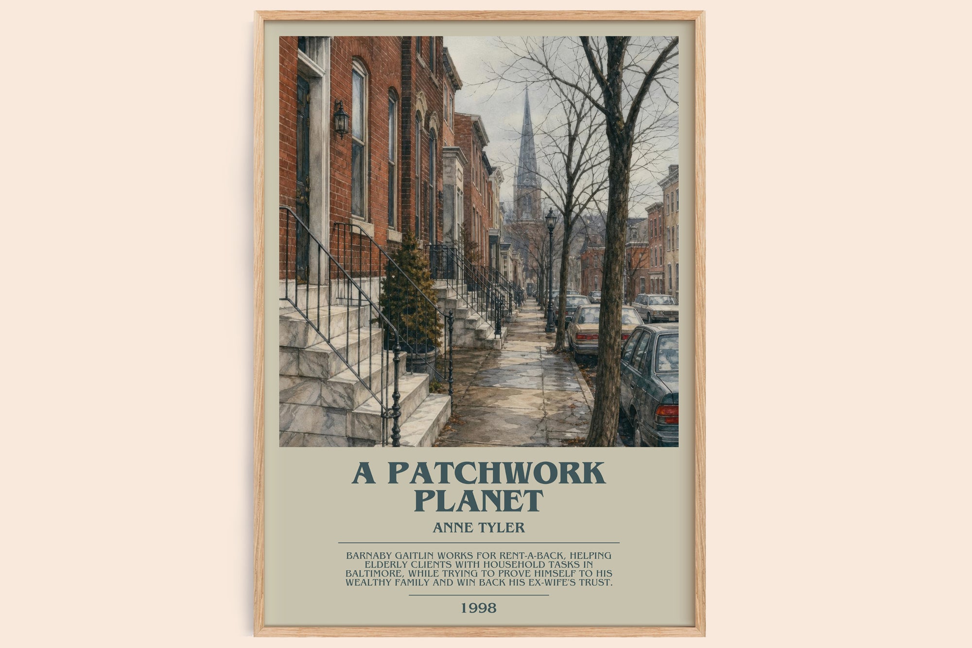 A Patchwork Planet bookish book poster by Anne Tyler – framed literary art print