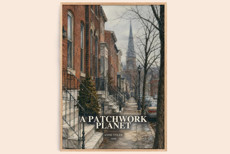 A Patchwork Planet watercolour book poster by Anne Tyler – framed literary art print