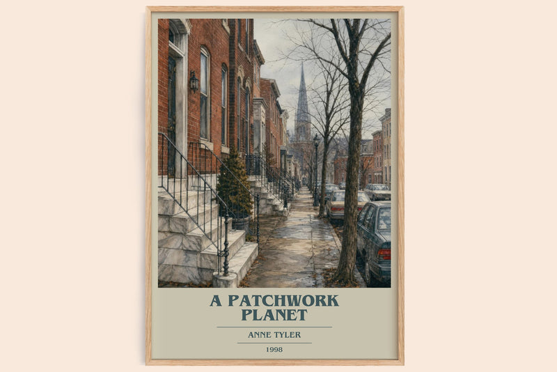 A Patchwork Planet book cover book poster by Anne Tyler – framed literary art print