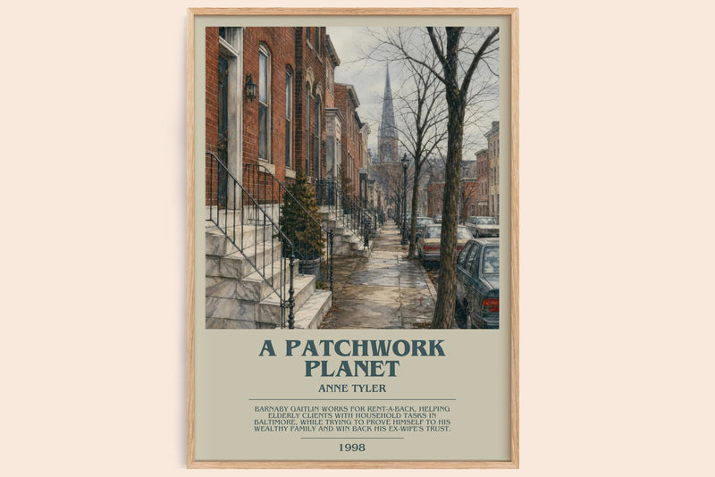 A Patchwork Planet bookish book poster by Anne Tyler – framed literary art print