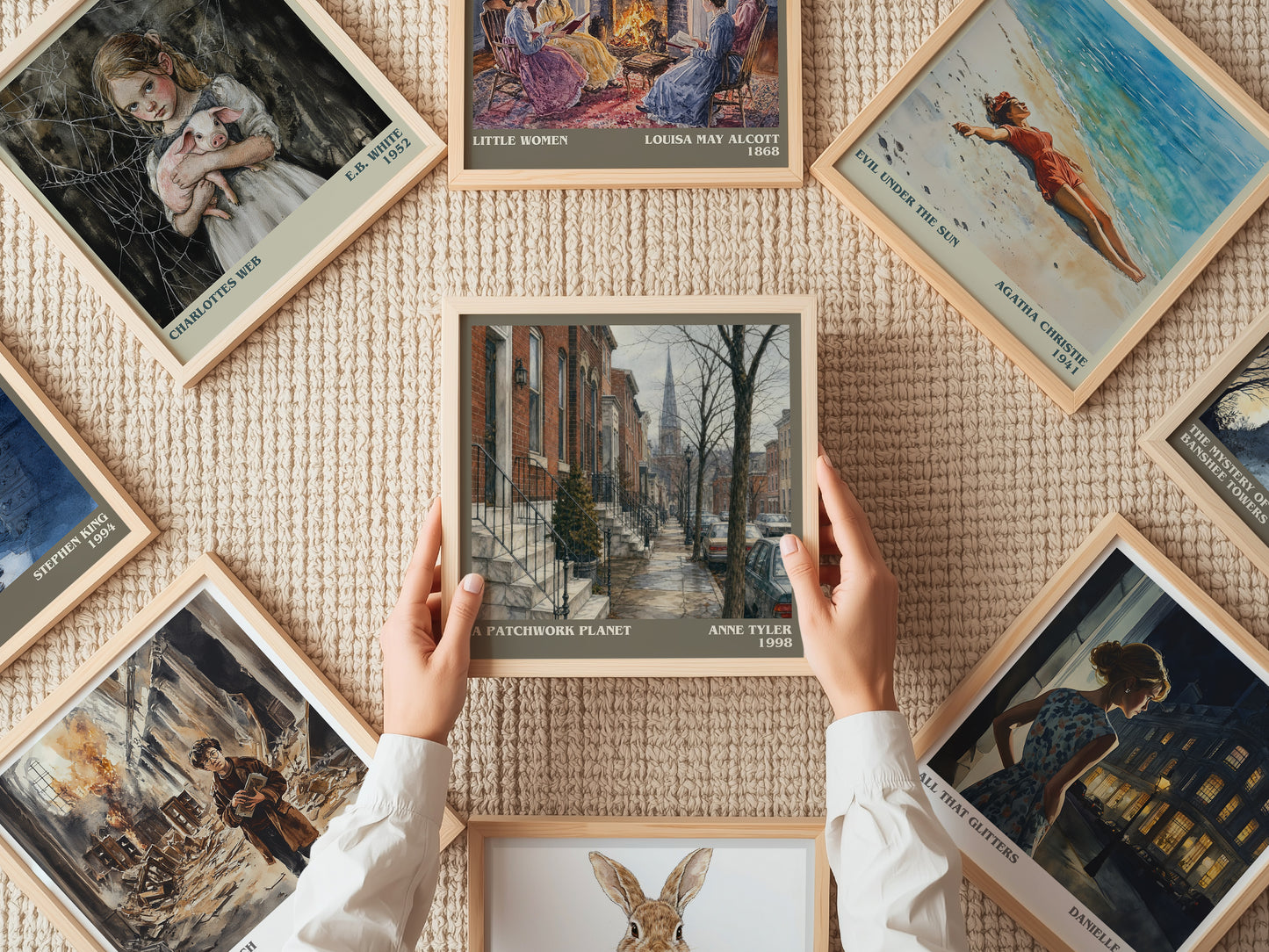 A Patchwork Planet literary book poster framed on wall – contemporary fiction wall art