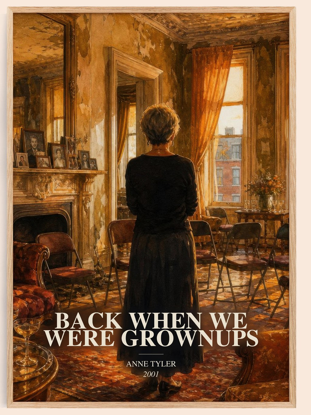 Back When We Were Grownups watercolour book poster by Anne Tyler – framed literary art print