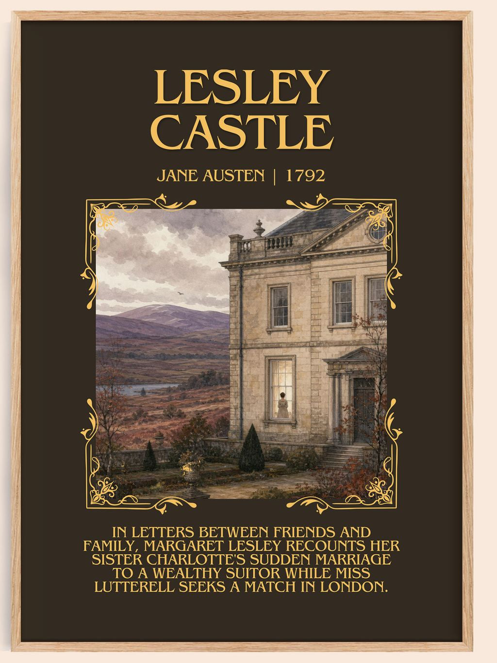 Lesley Castle Minimalist Book Poster by Jane Austen – book poster