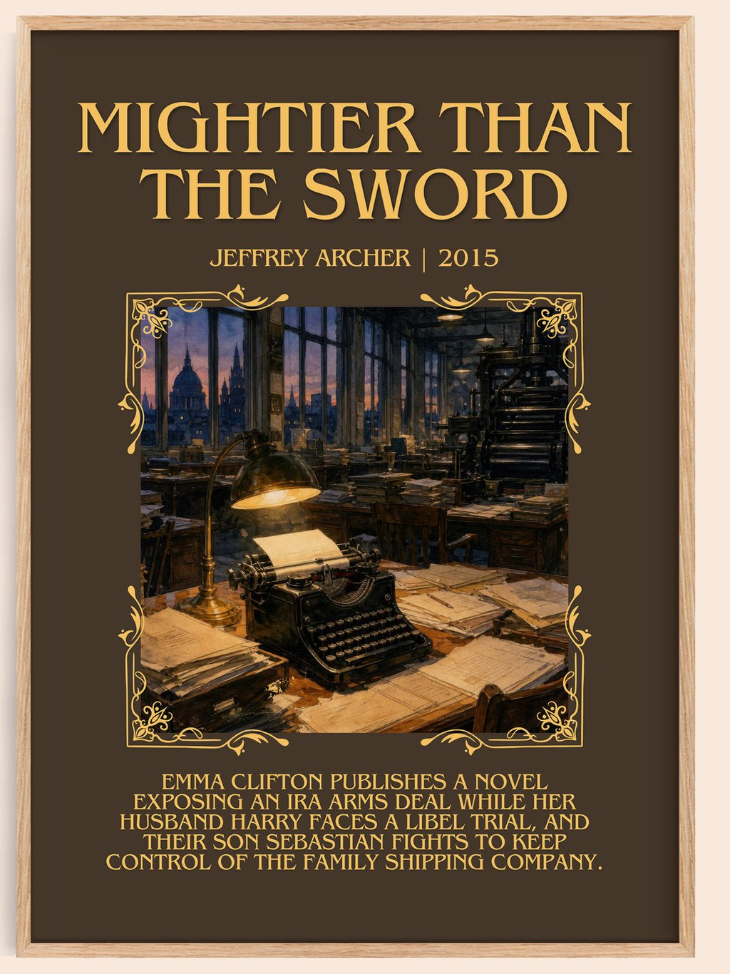 Mightier Than The Sword Minimalist Book Poster by Jeffrey Archer – book poster
