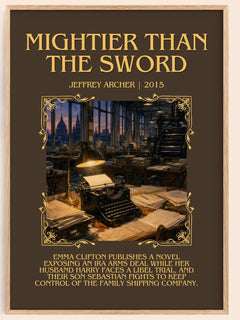 Mightier Than The Sword Minimalist Book Poster by Jeffrey Archer – image 1