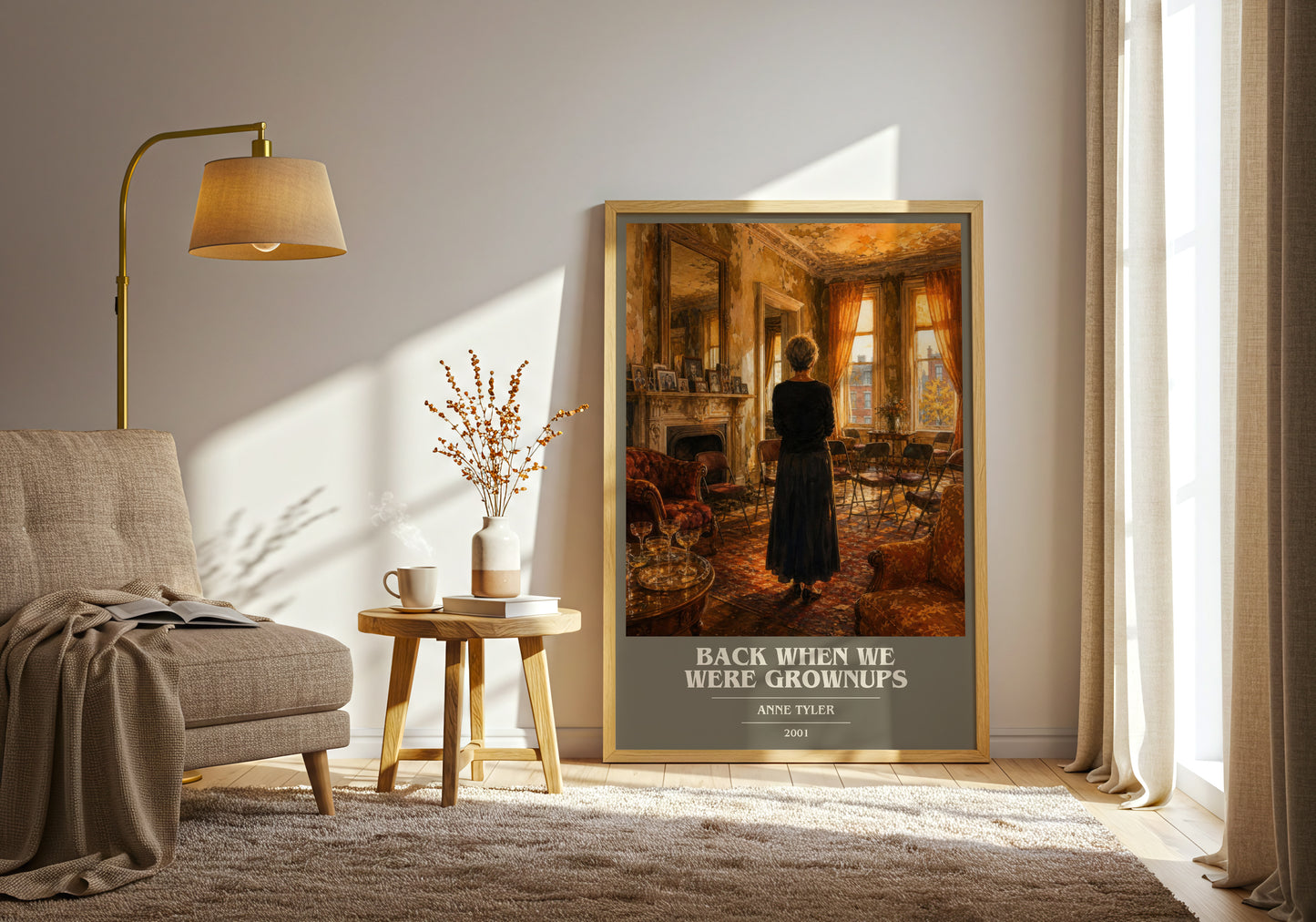 Back When We Were Grownups book cover print on bookshelf – Anne Tyler fan gift