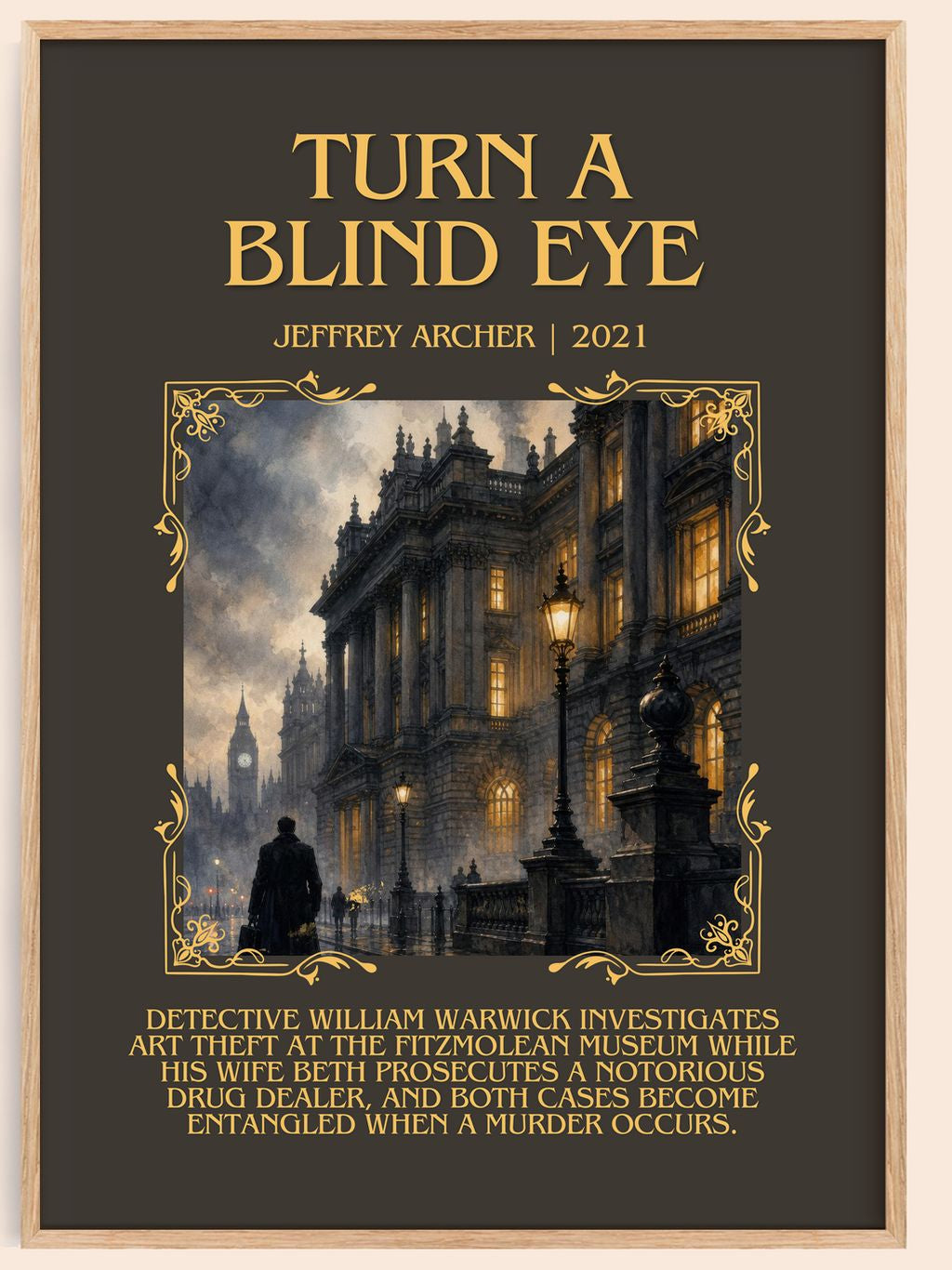 Turn A Blind Eye Minimalist Book Poster by Jeffrey Archer – book poster