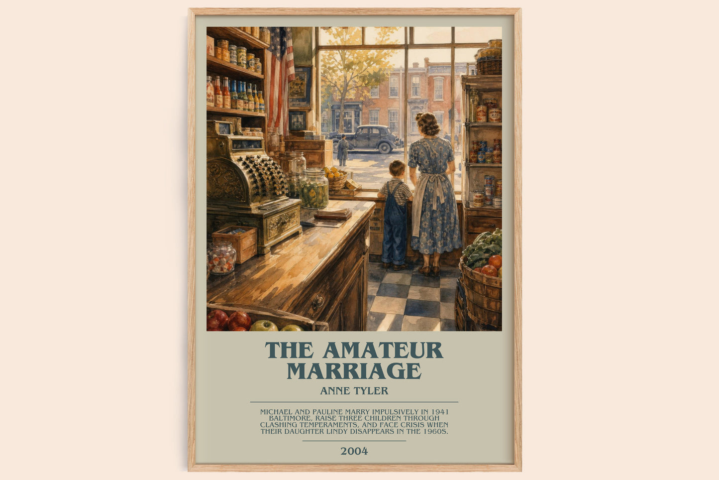 The Amateur Marriage bookish book poster by Anne Tyler – framed literary art print