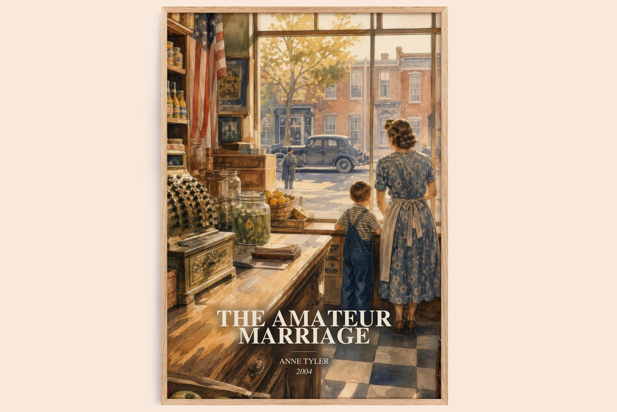 The Amateur Marriage watercolour book poster by Anne Tyler – framed literary art print