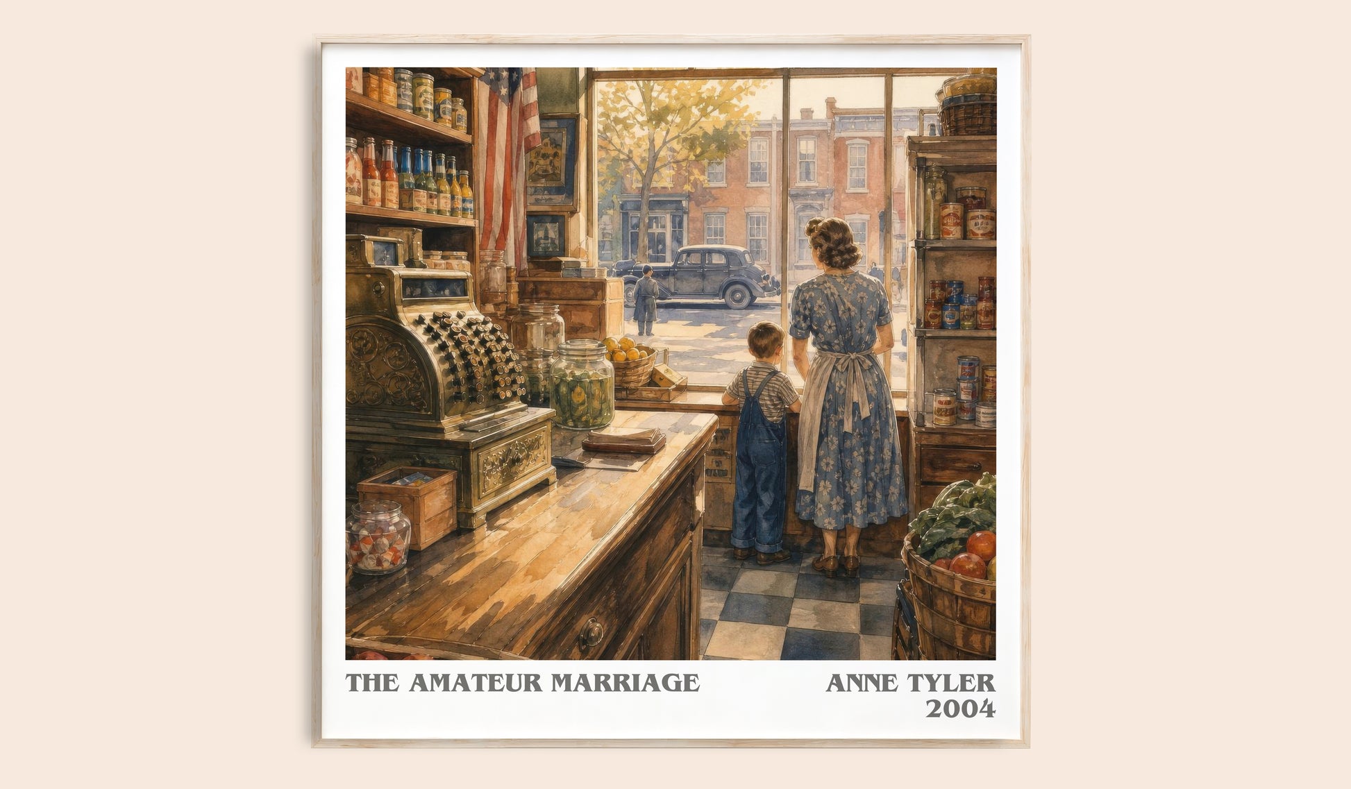 The Amateur Marriage literary book poster by Anne Tyler – framed literary art print