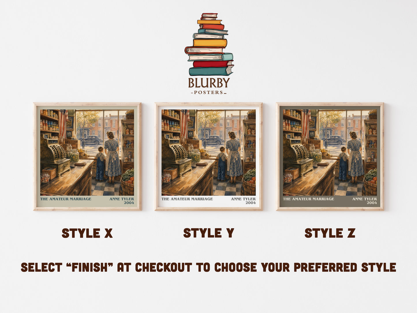 The Amateur Marriage literary print in frame leaning in hallway – literary fiction wall art