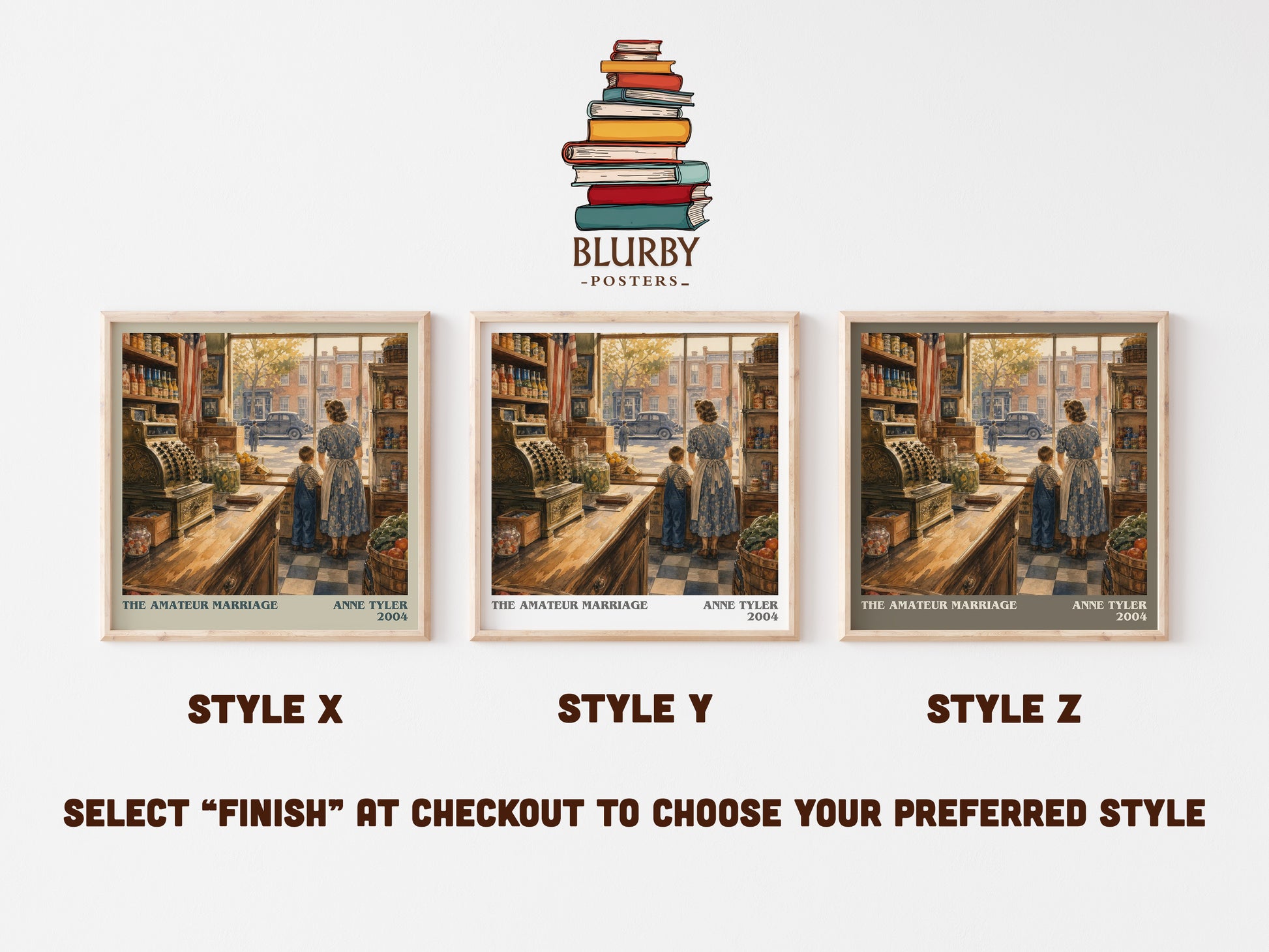 The Amateur Marriage literary print in frame leaning in hallway – literary fiction wall art