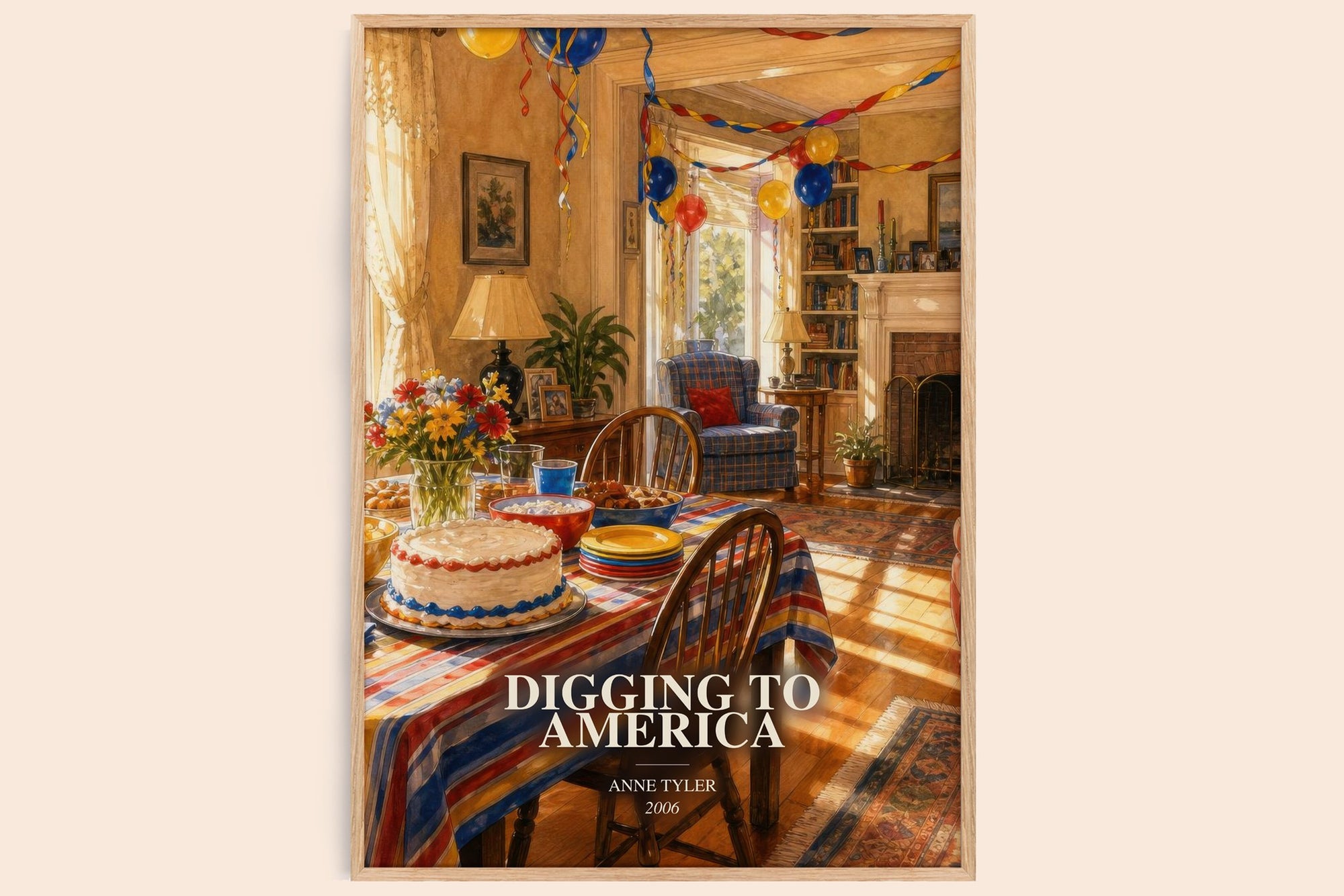Digging To America watercolour book poster by Anne Tyler – framed literary art print