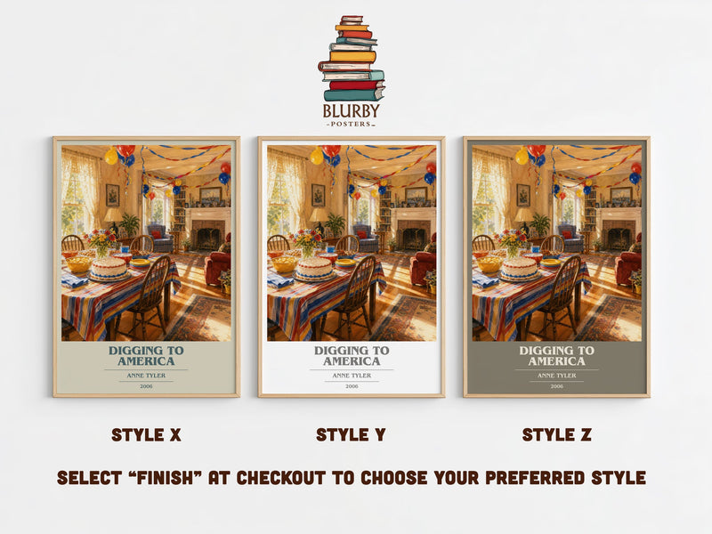 Digging To America book cover print in frame leaning in hallway – contemporary fiction wall art
