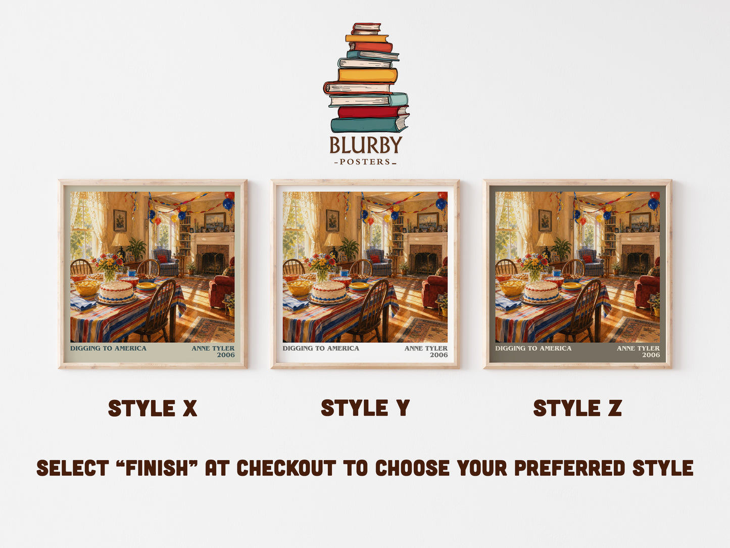 Digging To America literary print in frame leaning in hallway – contemporary fiction wall art