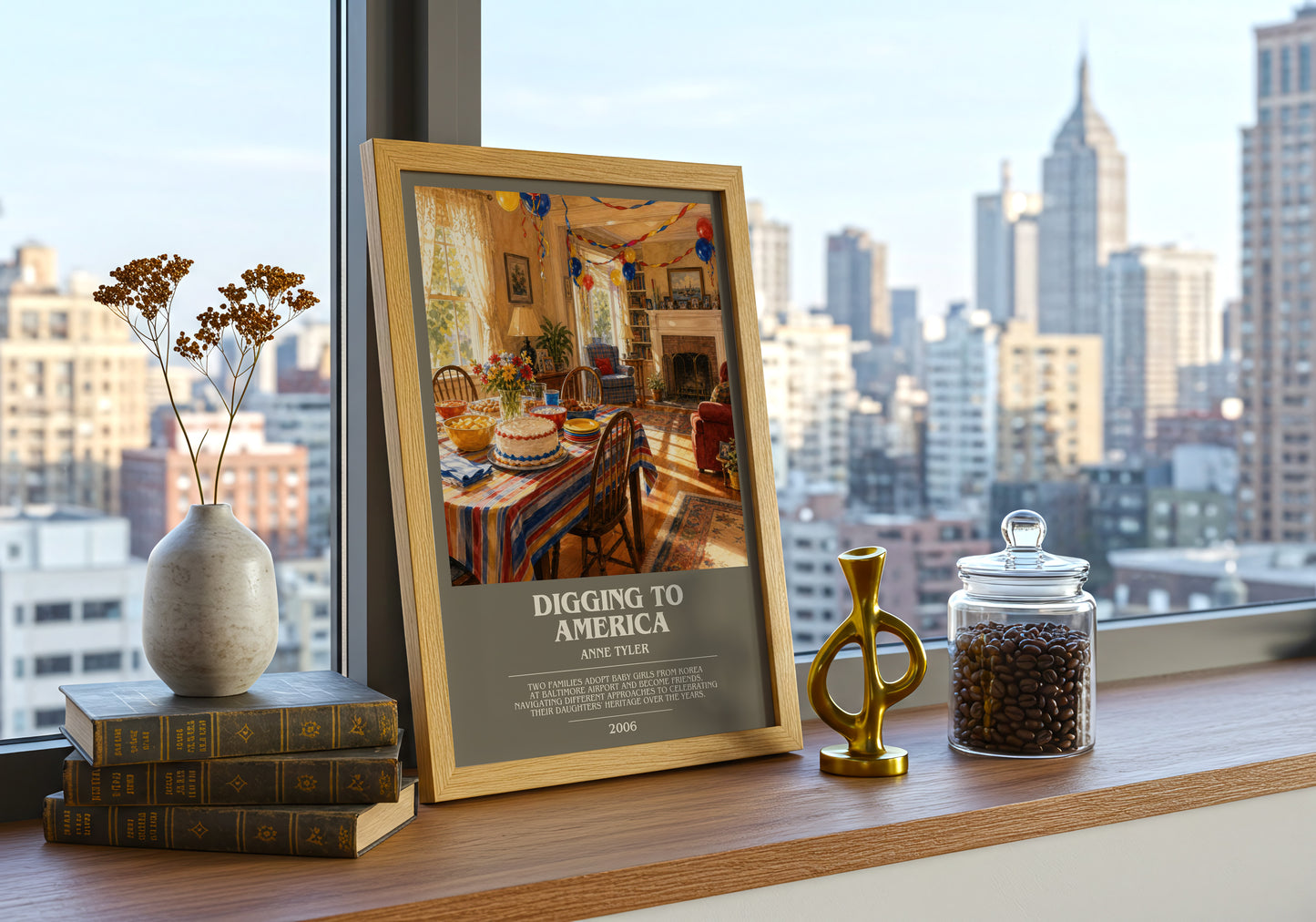 Digging To America bookish print framed by window – literary home decor