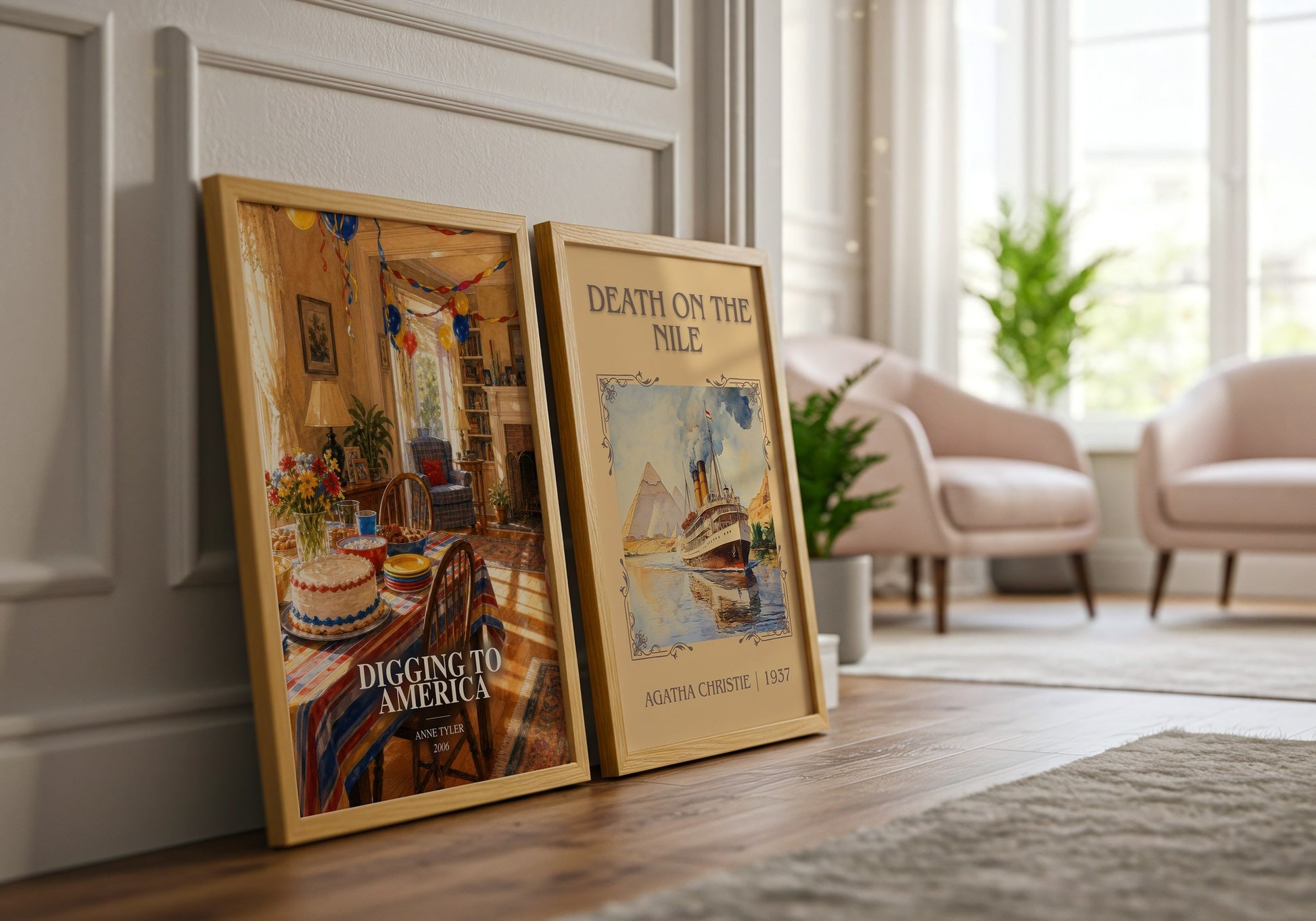 Digging To America watercolour print framed by window – literary home decor