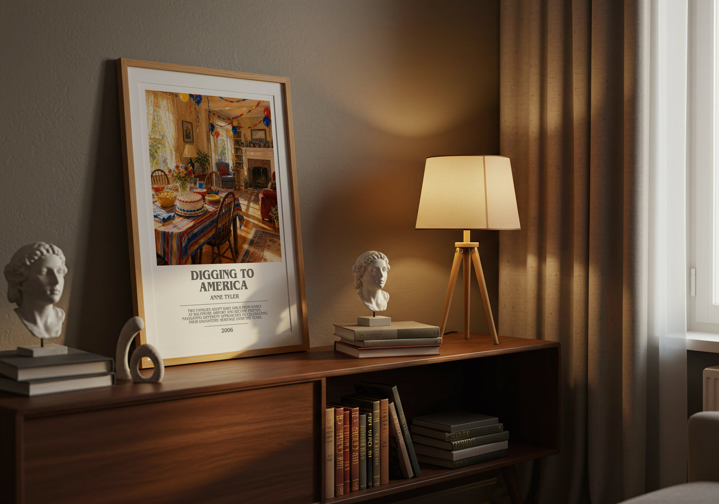 Digging To America bookish book poster framed on wall – contemporary fiction wall art