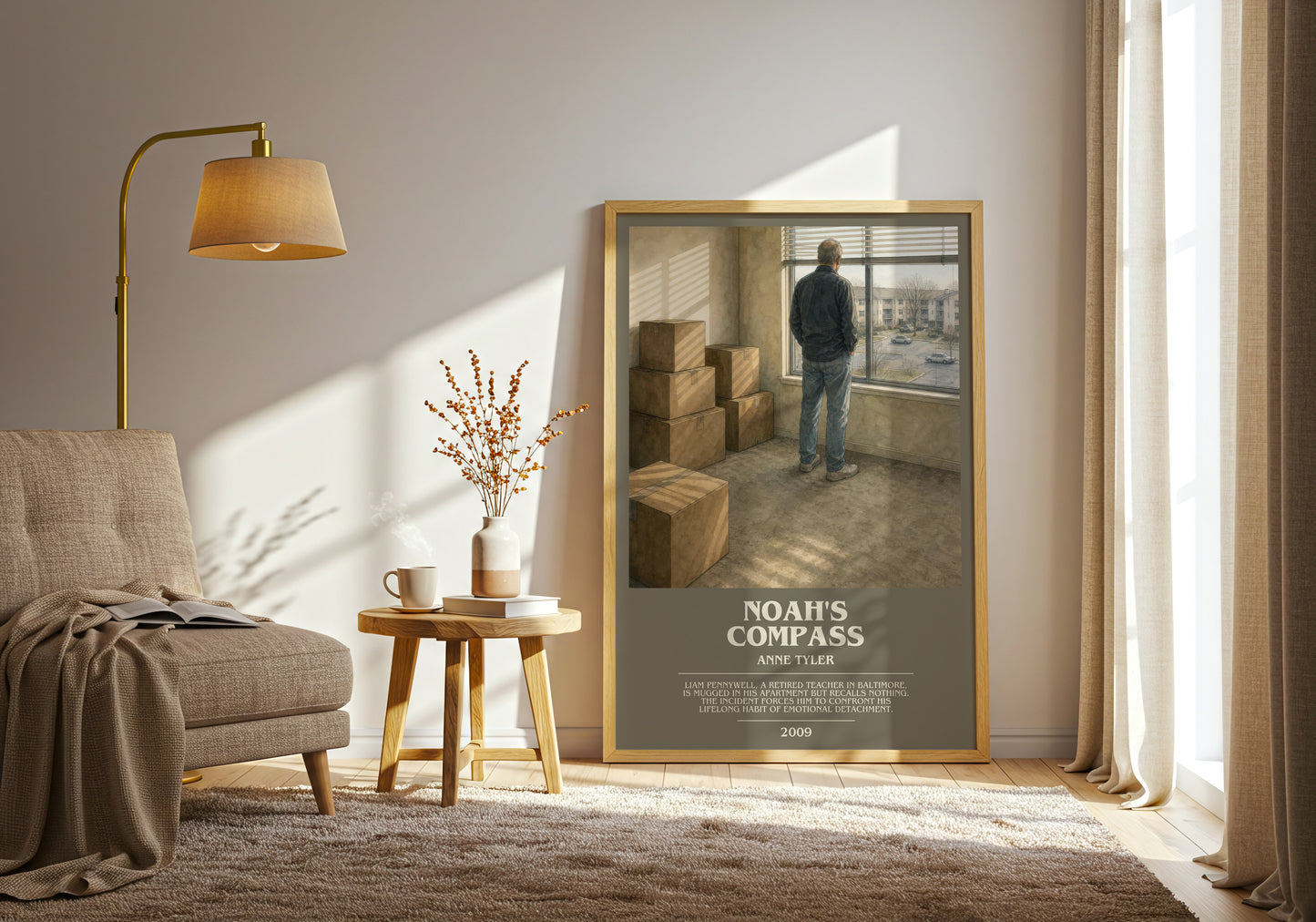 Noah'S Compass bookish print on bookshelf – Anne Tyler fan gift