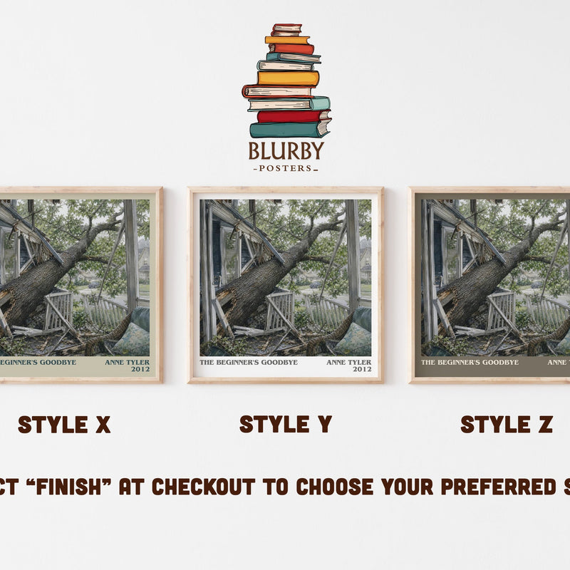 The Beginner'S Goodbye literary print in frame leaning in hallway – literary fiction wall art