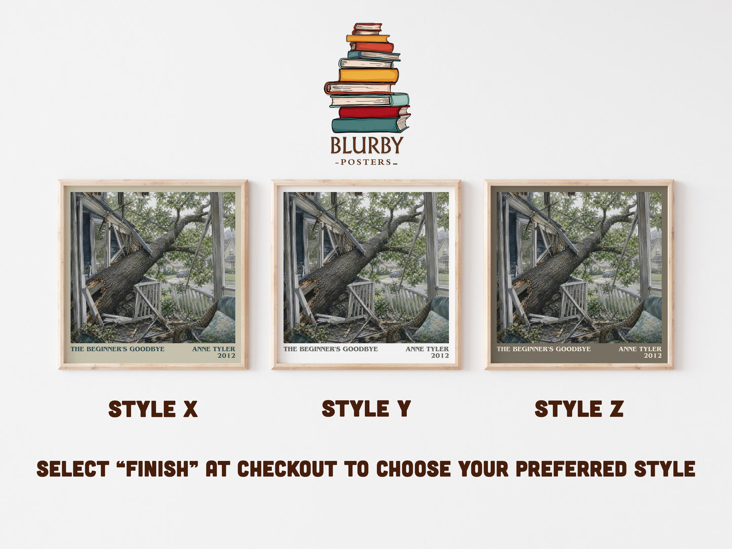 The Beginner'S Goodbye literary print in frame leaning in hallway – literary fiction wall art