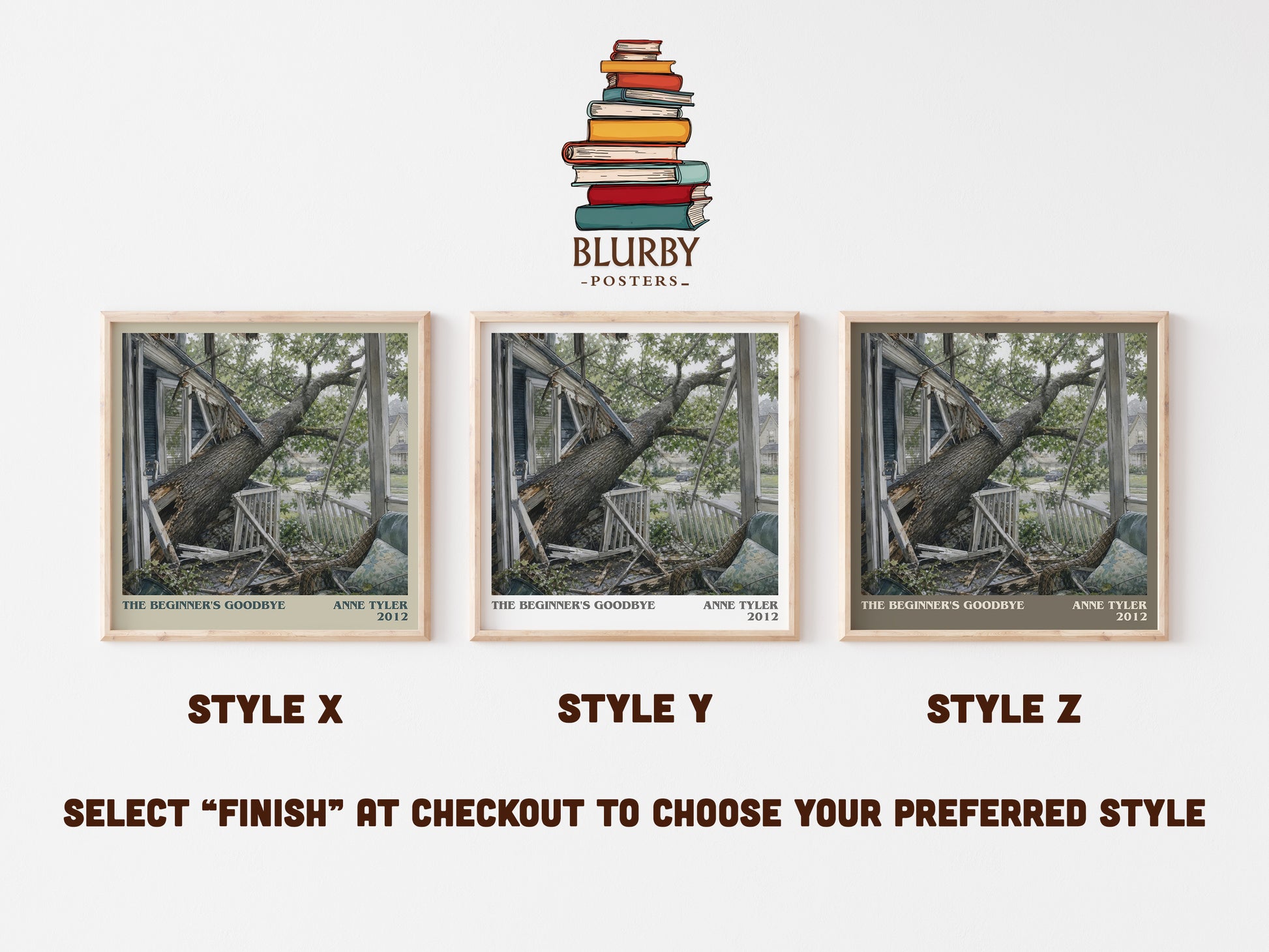The Beginner'S Goodbye literary print in frame leaning in hallway – literary fiction wall art