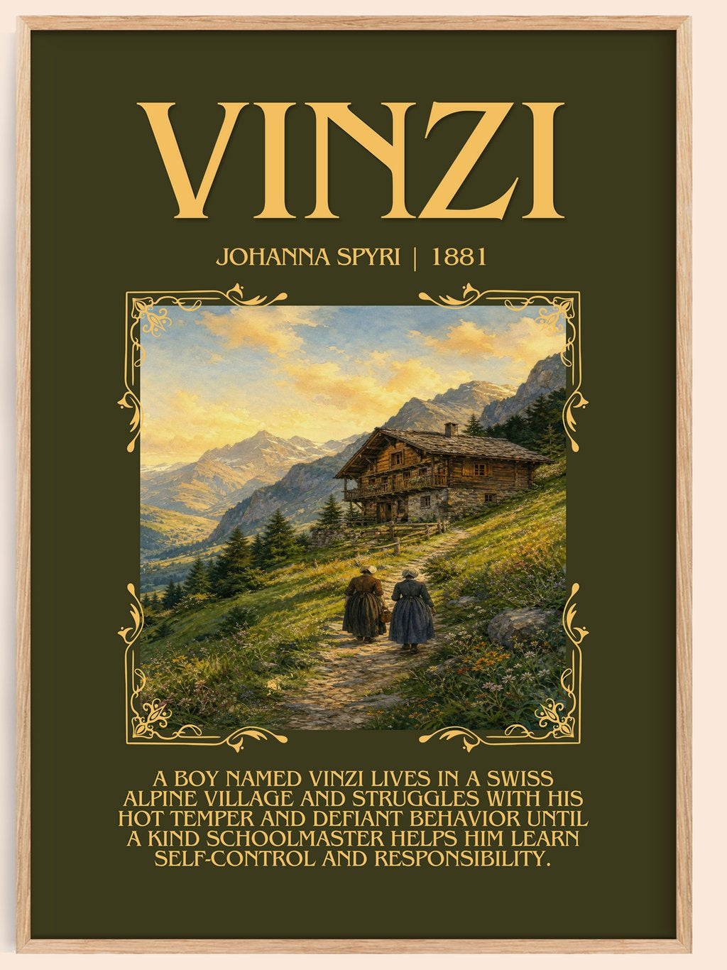 Vinzi Minimalist Book Poster by Johanna Spyri – book poster