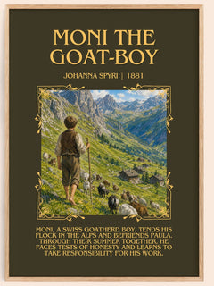 Moni The Goat-Boy Minimalist Book Poster by Johanna Spyri – image 1
