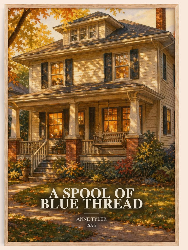 A Spool Of Blue Thread Book Watercolour Illustration by Anne Tyler