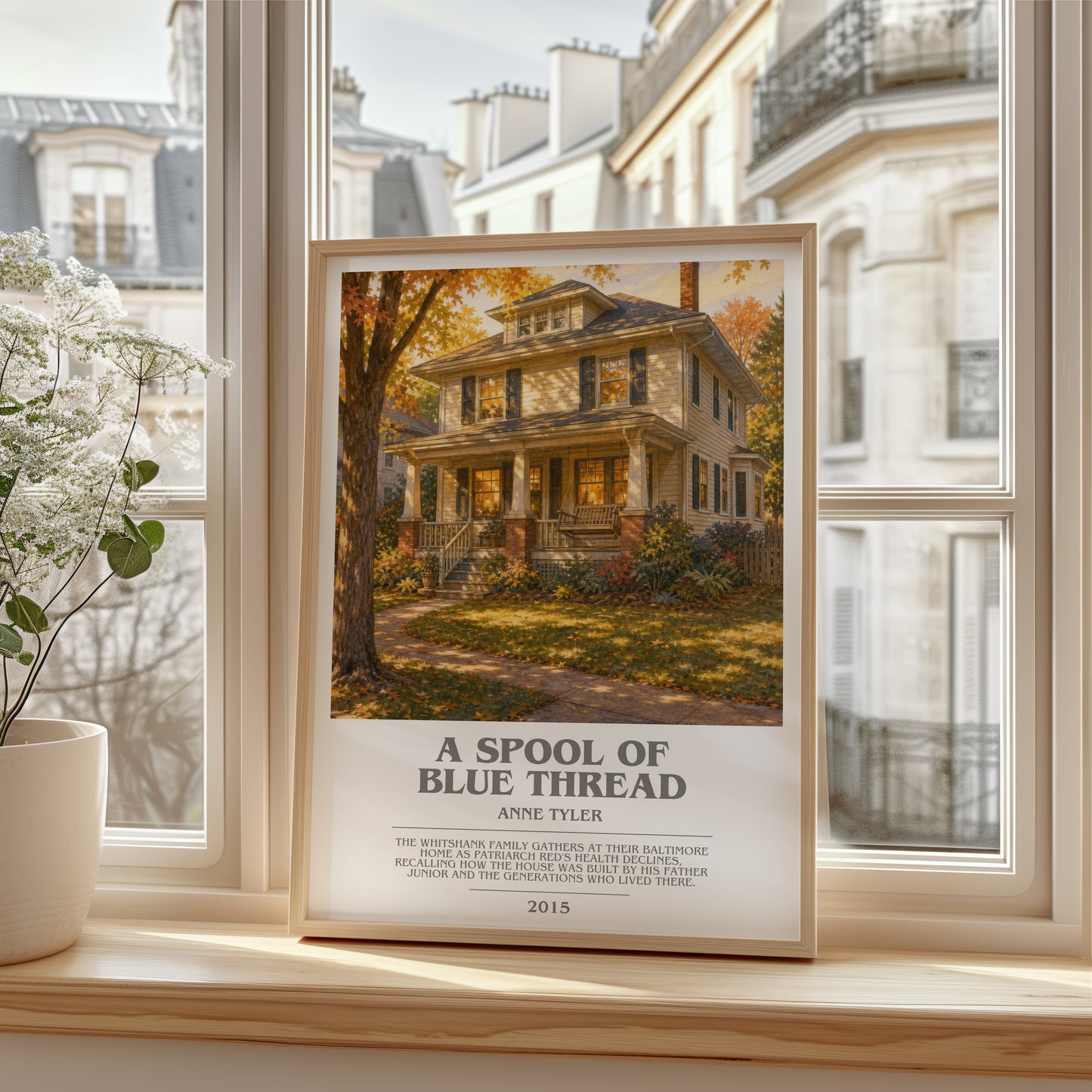 A Spool Of Blue Thread bookish poster colour and style options – Anne Tyler book art