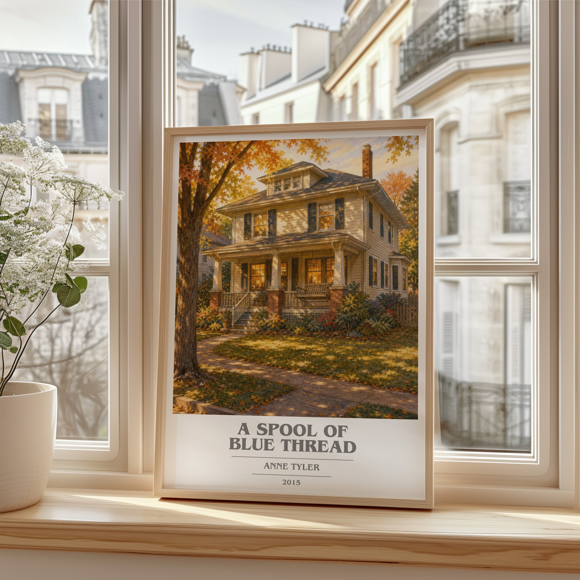 A Spool Of Blue Thread book cover poster colour and style options – Anne Tyler book art