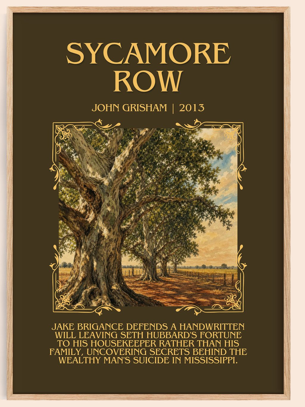 Sycamore Row Minimalist Book Poster by John Grisham – book poster