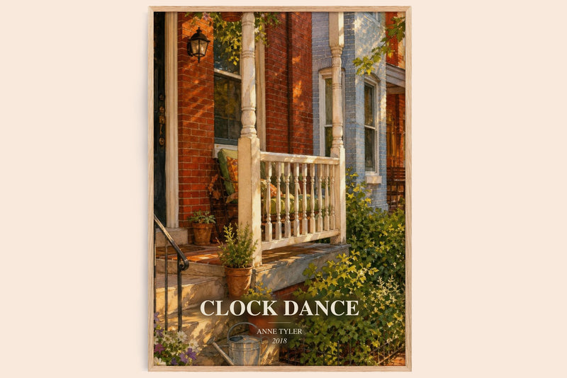 Clock Dance watercolour book poster by Anne Tyler – framed literary art print