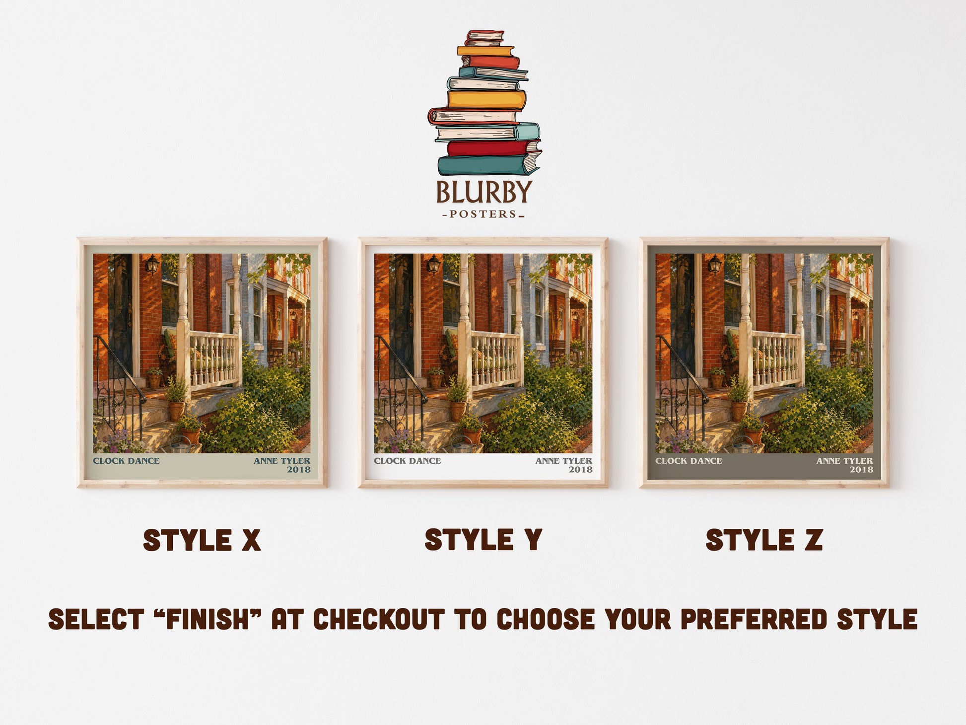 Clock Dance literary print in frame leaning in hallway – contemporary fiction wall art