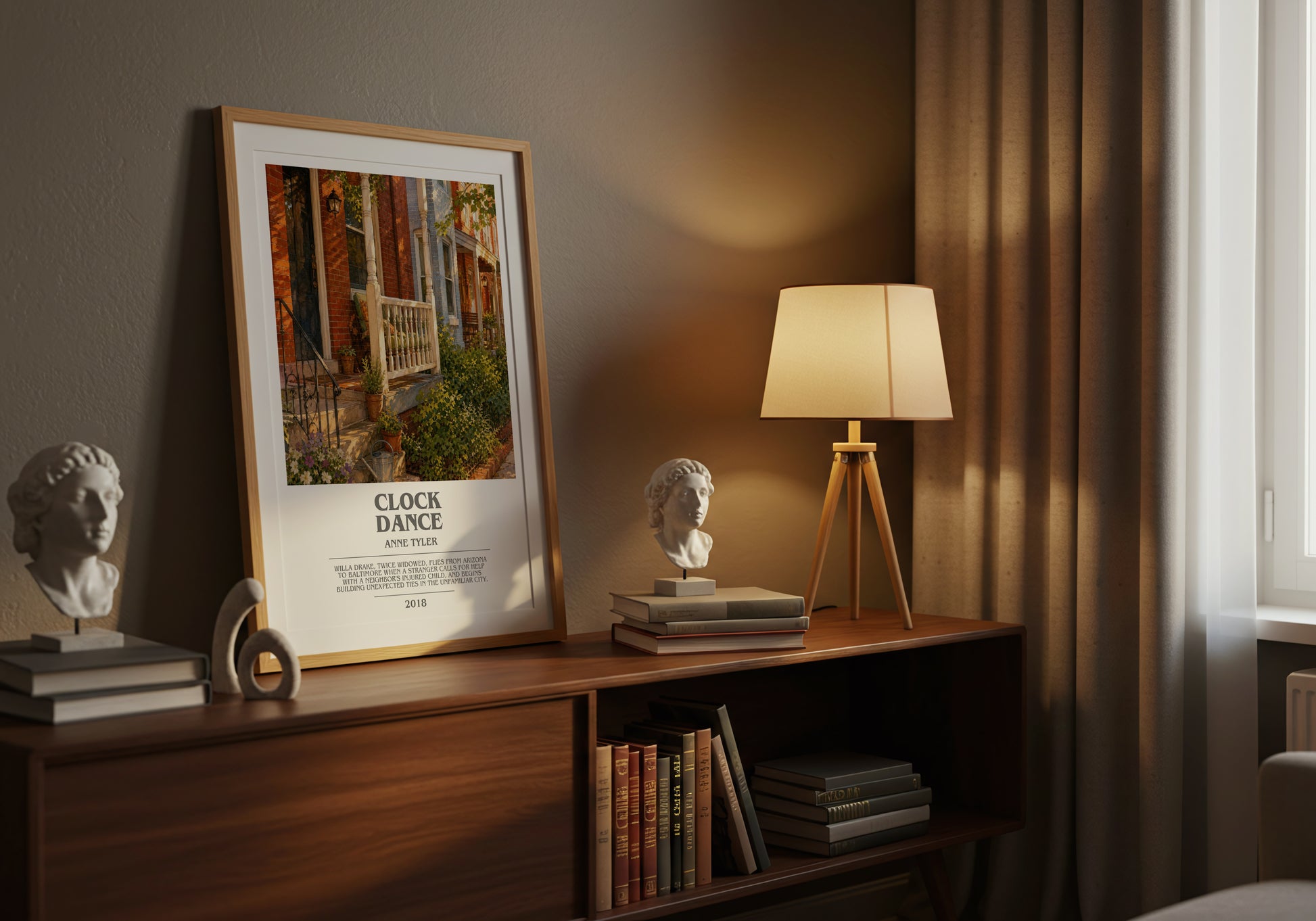 Clock Dance bookish book poster framed on wall – contemporary fiction wall art