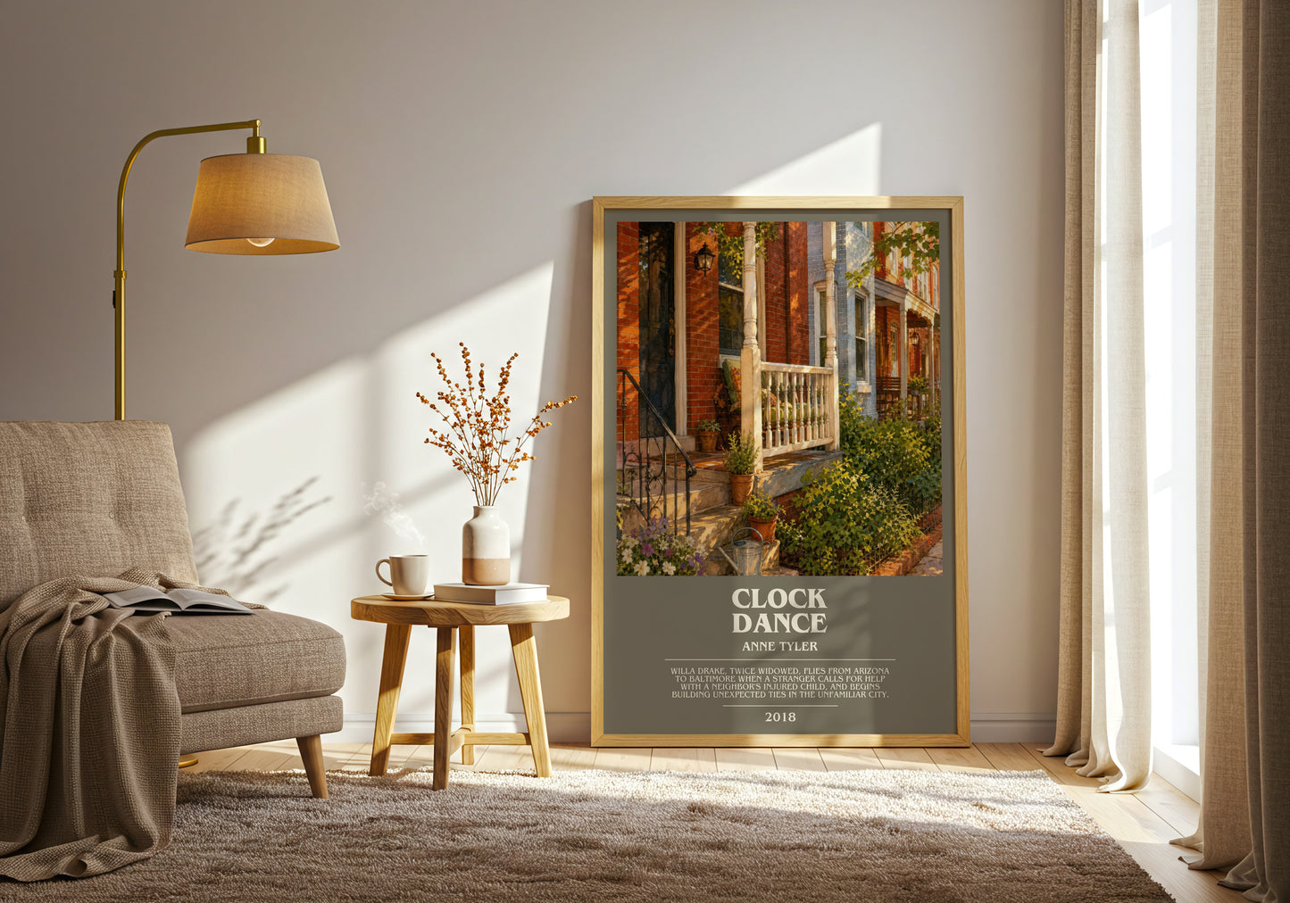 Clock Dance bookish print on bookshelf – Anne Tyler fan gift