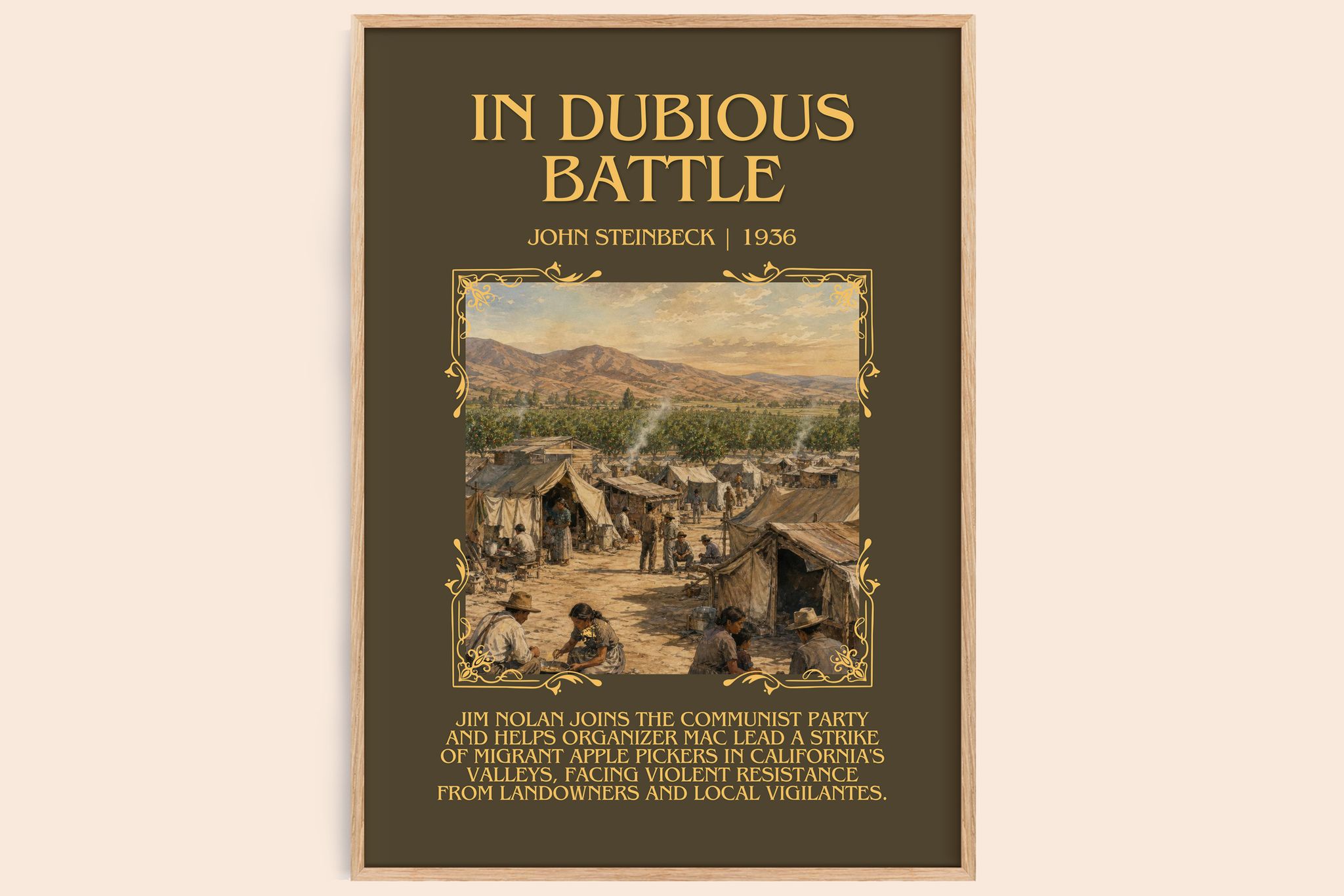 In Dubious Battle Minimalist Book Poster by John Steinbeck