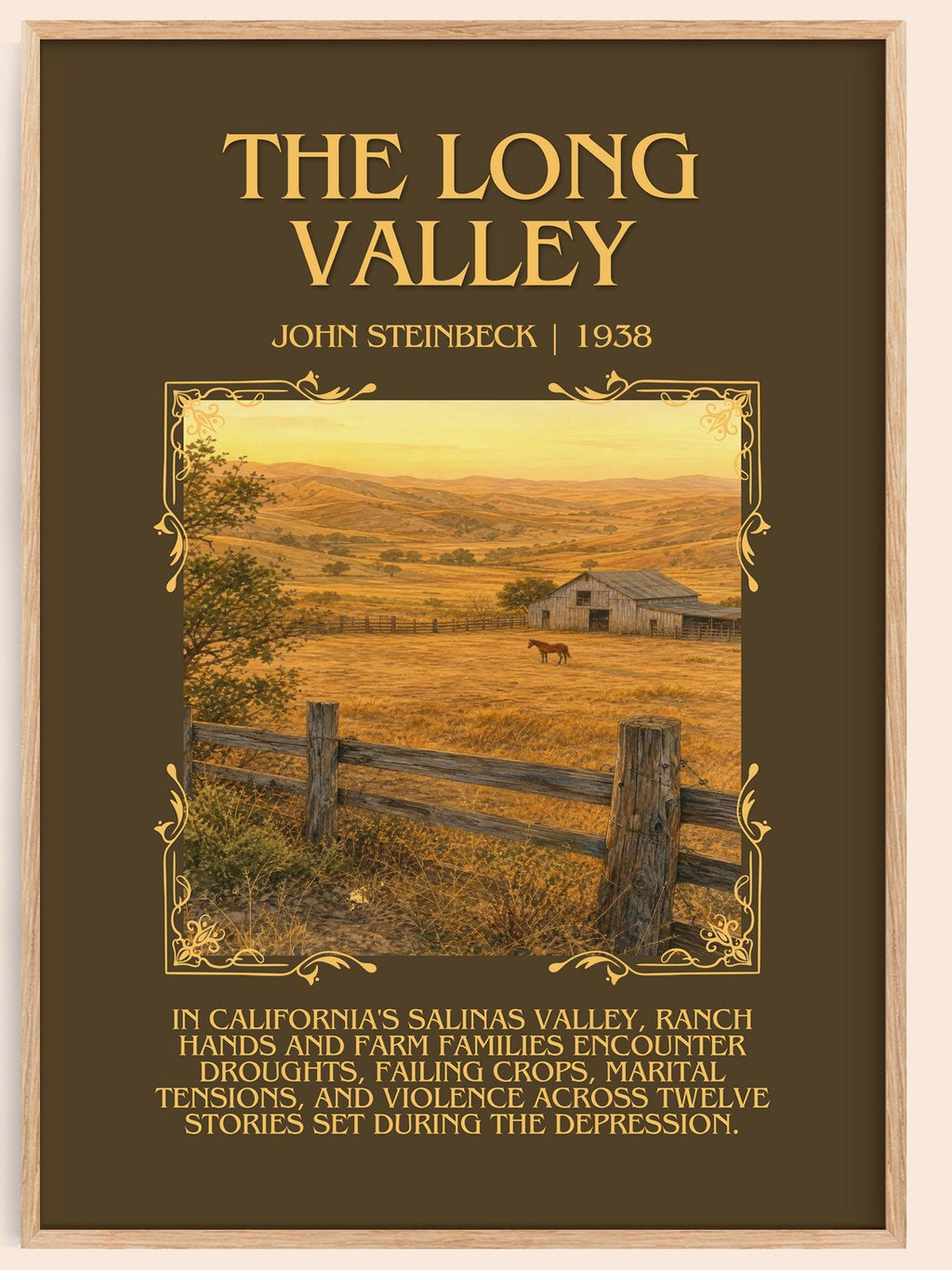 The Long Valley Minimalist Book Poster by John Steinbeck – book poster