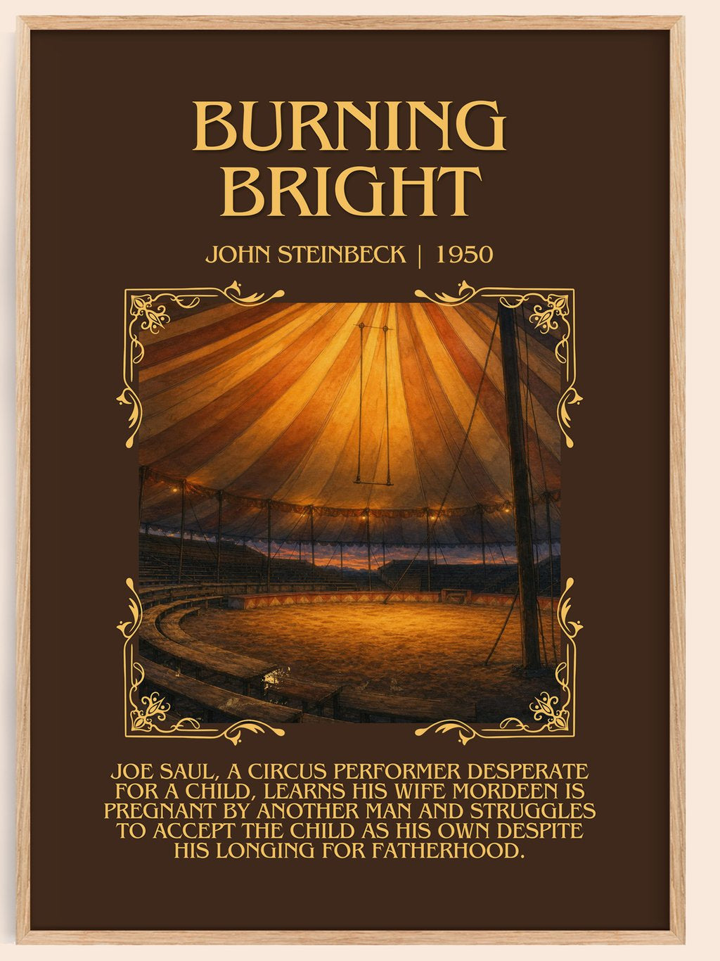 Burning Bright Minimalist Book Poster by John Steinbeck – book poster