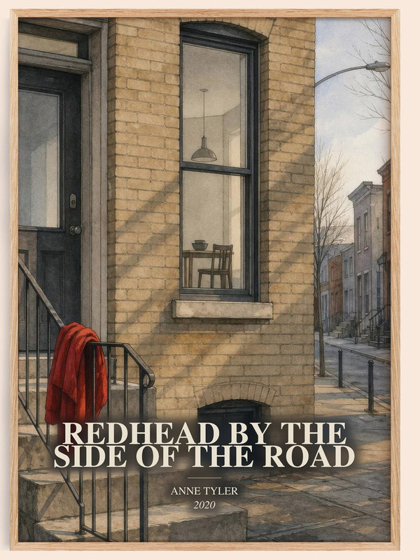 Redhead By The Side Of The Road watercolour book poster by Anne Tyler – framed literary art print