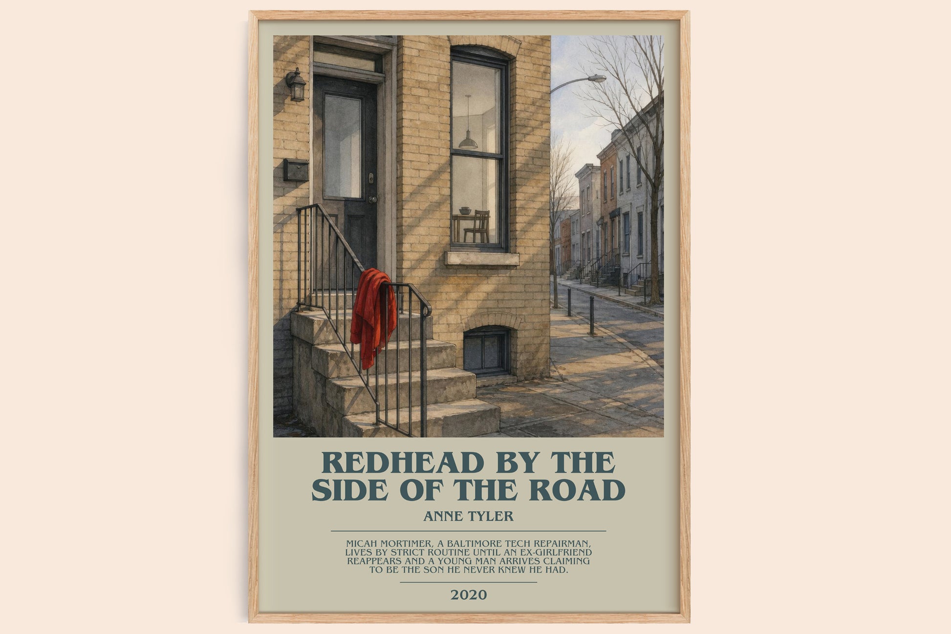 Redhead By The Side Of The Road bookish book poster by Anne Tyler – framed literary art print