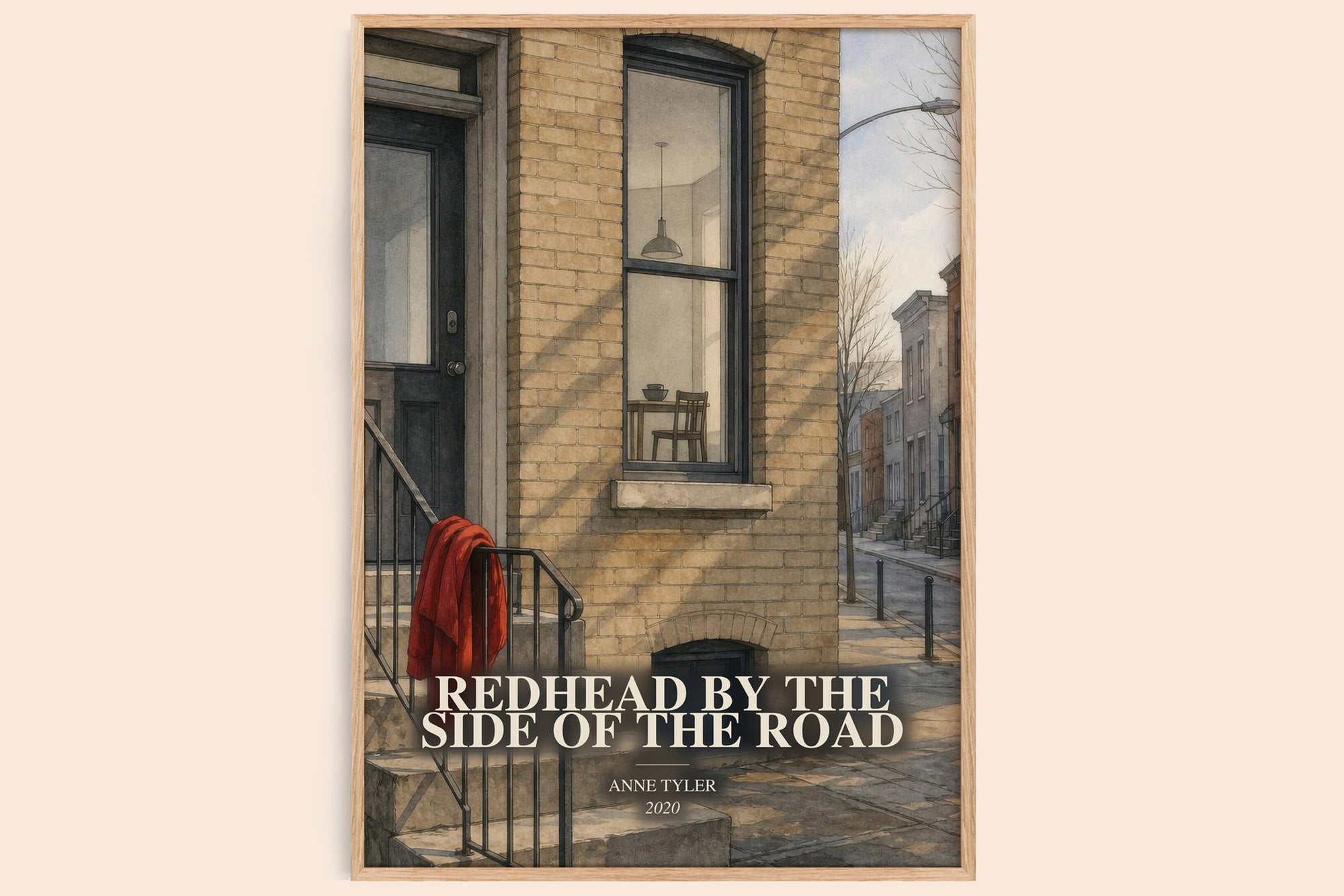 Redhead By The Side Of The Road watercolour book poster by Anne Tyler – framed literary art print