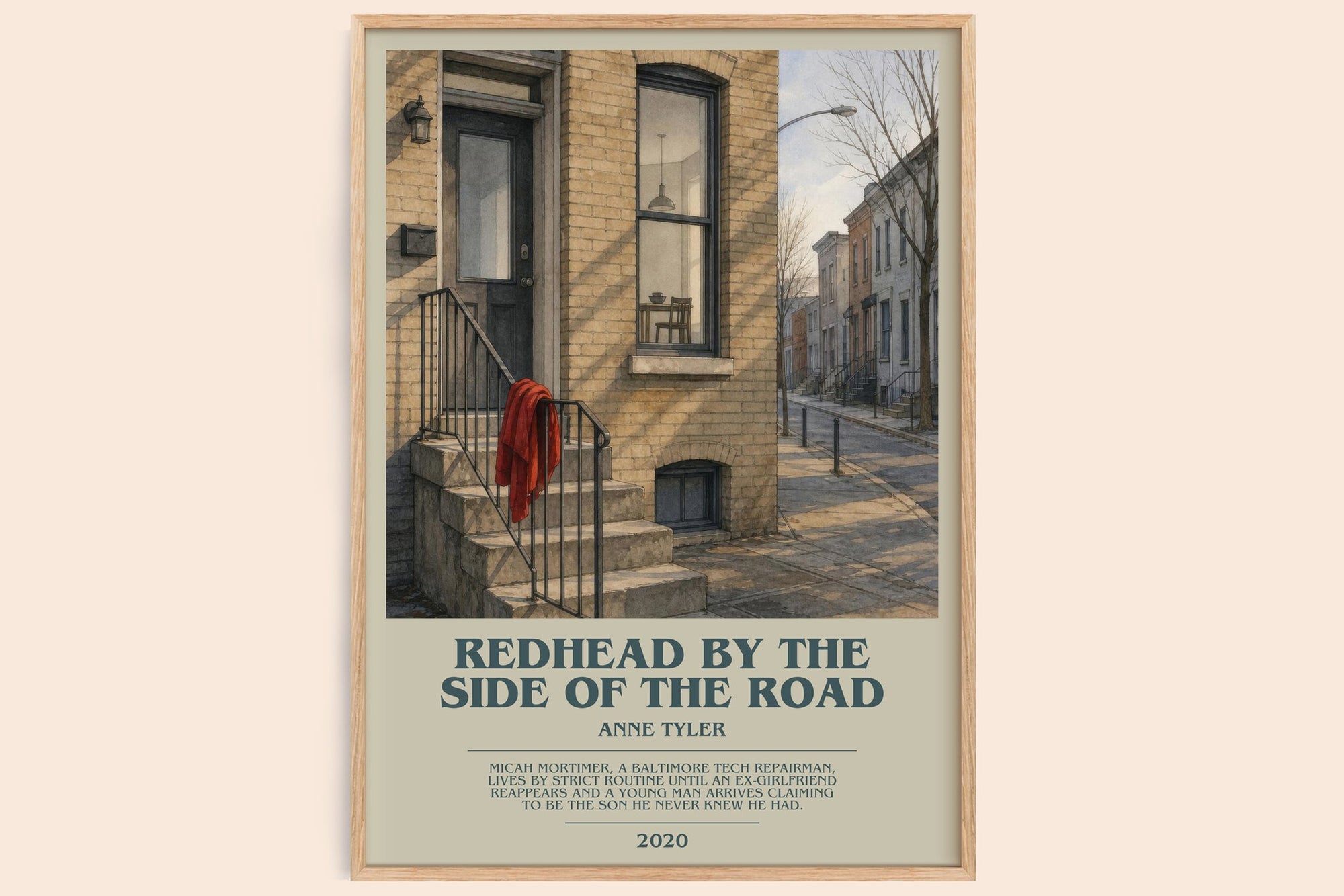 Redhead By The Side Of The Road bookish book poster by Anne Tyler – framed literary art print
