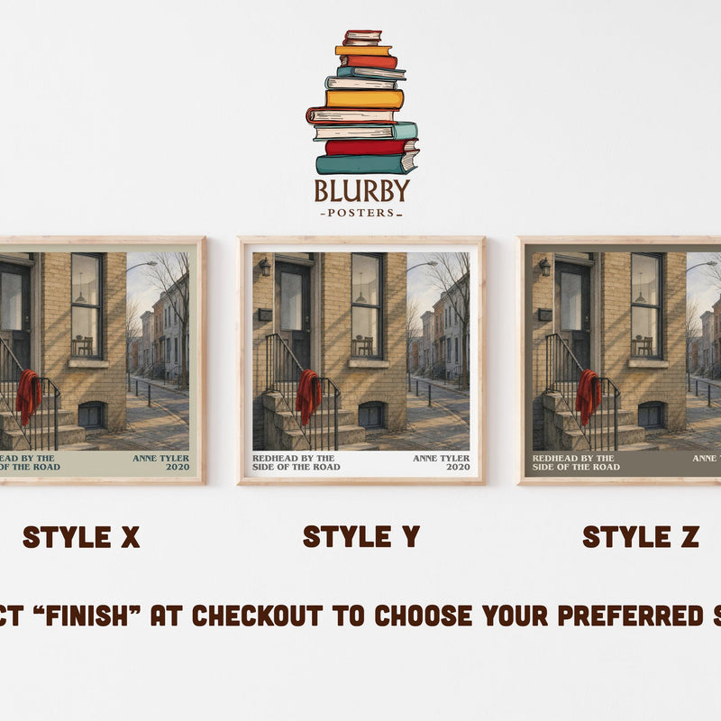 Redhead By The Side Of The Road literary print in frame leaning in hallway – contemporary fiction wall art