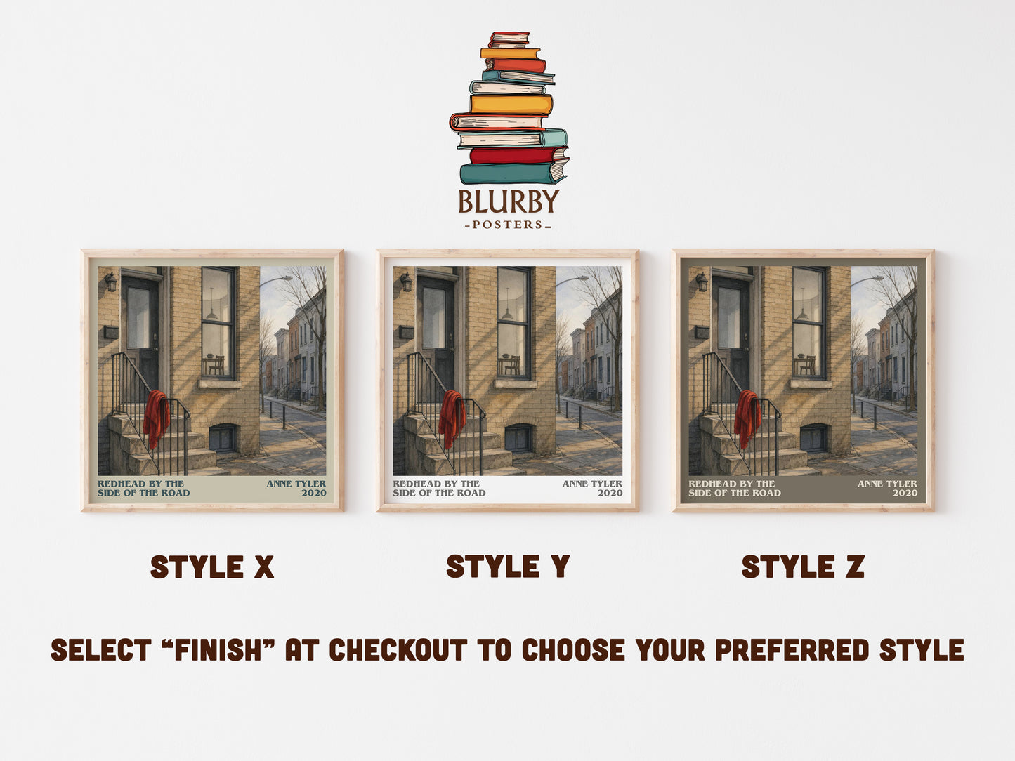 Redhead By The Side Of The Road literary print in frame leaning in hallway – contemporary fiction wall art